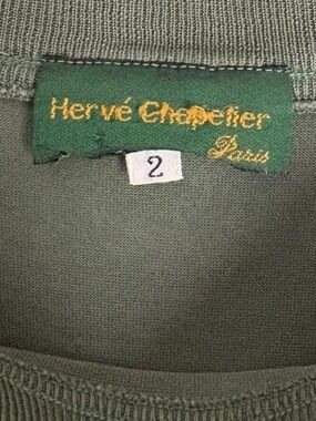 Vintage Herve Chapelier Paris olive green long sleeve shirt woven shirt